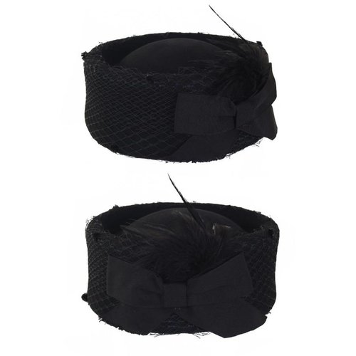 Hoge wolvilt dames hoed met gaas en strik