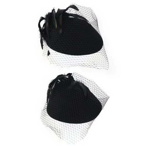 Mooie dameshoed wolvilt zwart met veren