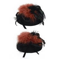 Mooie dameshoed wolvilt zwart met gaas