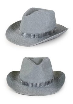 Cowboyhoed glitter zilver