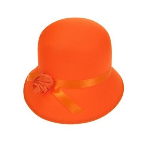 Mooie dames bolhoed met oranje roos