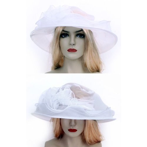 Leuke witte gaas hoed met decoratie