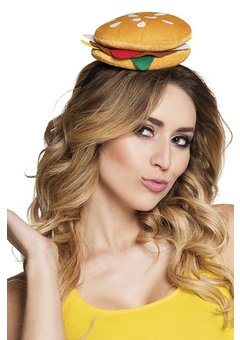 Diadeem met nep hamburger