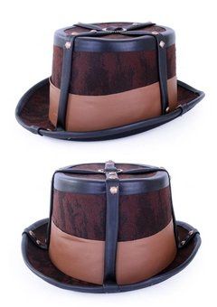 Steampunk hoed in decoratief bruin