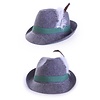 Beierse hoed met veer grijs wolvilt look