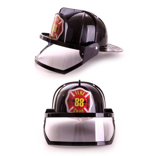 Ruige brandweerhelm met vizier zwart plastic