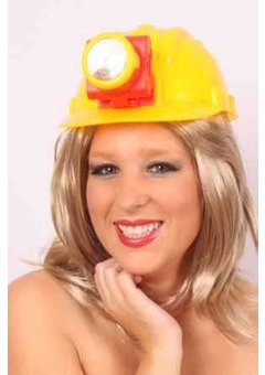 Bouwlamp in geel met licht