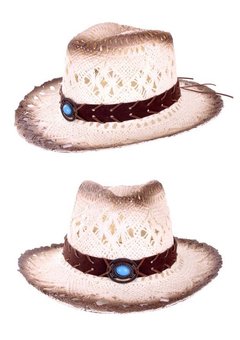 Luxe cowboyhoed  met bruine band en steen