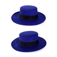 Mooie blauwe musketier hoed met zwarte band