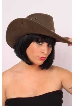 Bruine cowboyhoed Evelien leatherlook