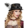 Zwarte steampunk hoed met zwarte bril