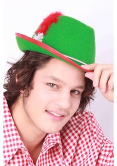 Groene Tiroler hoed met bloem