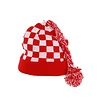 Gebreide rood wit geblokte muts