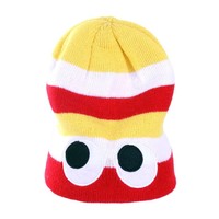 Leuke gebreide Oeteldonk muts met ogen rood wit geel