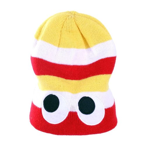 Leuke gebreide Oeteldonk muts met ogen rood wit geel