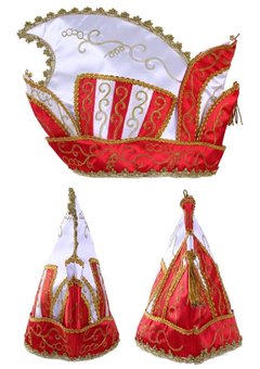Prinsenmuts met goud galon in rood wit