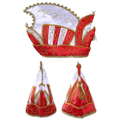 Mooie prinsenmuts met goud galon in rood wit