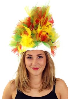 Fun hoed in de kleuren geel groen en rood