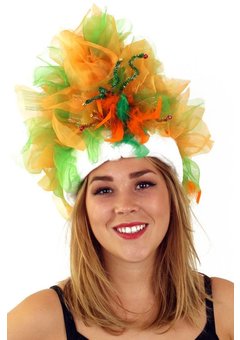 Fun hoed in de kleuren oranje en groen