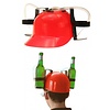 Grappige rode drink helm met flesjes houder