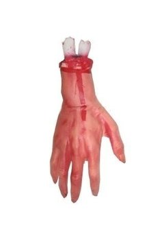 Afgehakte nep hand met bloedspetters