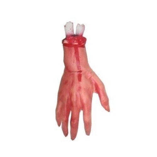 Enge afgehakte nep hand met bloedspetters