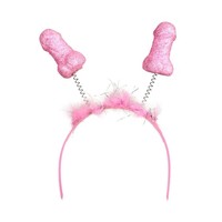 Leuk roze diadeem met glitter piemeltjes