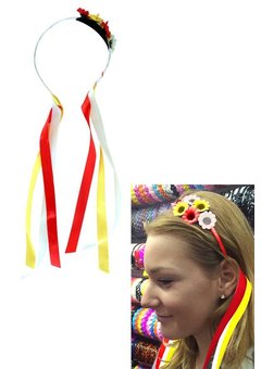 Hippie diadeem met bloemen rood wit geel