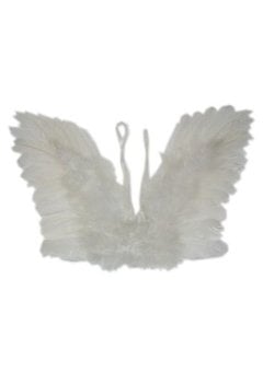 Witte engelenvleugel met veren 45X30cm