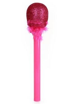 Microfoon roze met glitters en veren