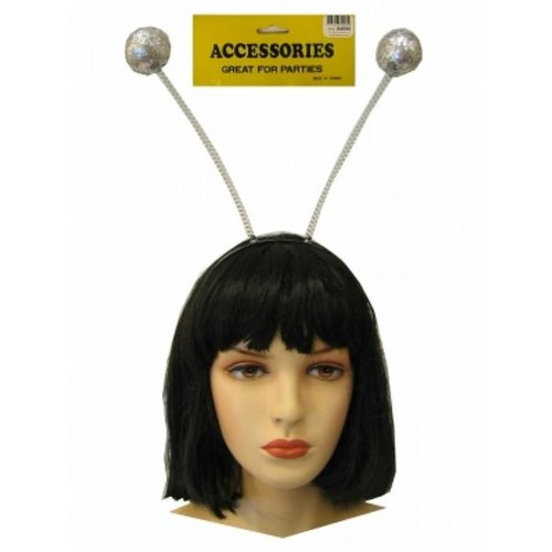 Mooi antenne tiara met 2 zilveren bollen