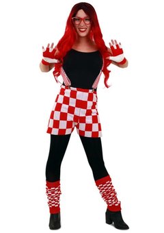 Gebreide broek rood/wit