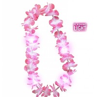 Mooie hawaii bloemenslinger in roze met licht