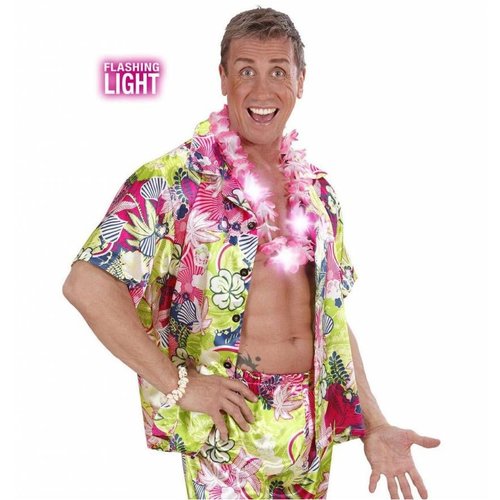 Mooie hawaii bloemenslinger in roze met licht