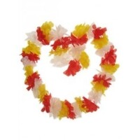 Mooie Hawaii bloemenslinger rood/wit/geel