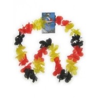 Mooie Hawaii bloemenslinger zwart/rood/geel