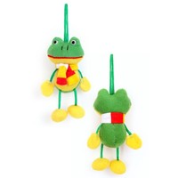 Kikker pluche 11 cm met das rood wit geel