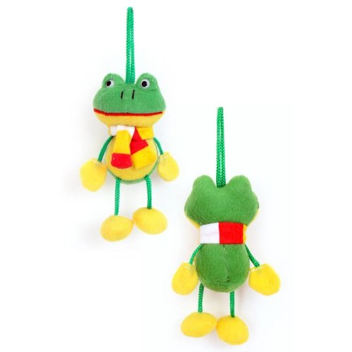 Kikker pluche 11 cm met das rood wit geel