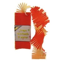 Mooie rood wit gele crêpe slinger 5mtr.