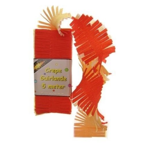 Mooie rood wit gele crêpe slinger 5mtr.