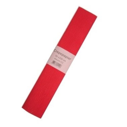 Mooi rood crêpe papier 250 x 50 cm.