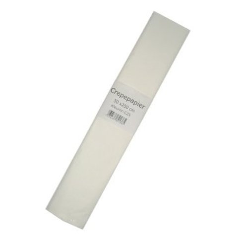 Mooi wit crêpe papier 250 x 50 cm.