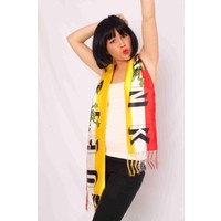 Mooie sjaal Oeteldonk in rood wit geel 145 x 21 cm.