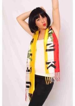 Sjaal Oeteldonk in rood wit geel 145 x 21 cm.