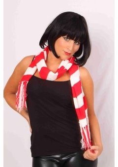 Sjaal rood wit gebreid