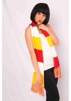Sjaal rood wit geel gebreid 180X20cm