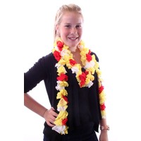 Mooie sjaal met rood wit gele schelpen 175X6cm