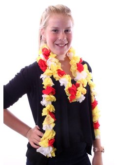 Sjaal met rood wit gele schelpen