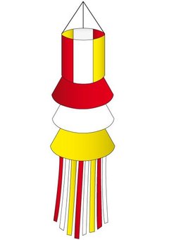 Windsock met slierten rood wit geel