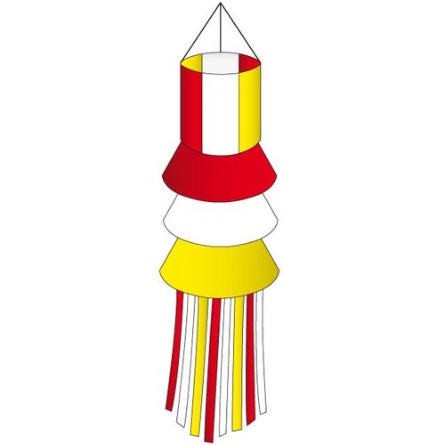 Mooie windsock met slierten rood wit geel 180cm